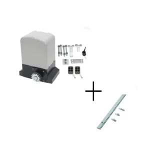 KIT MOTOR DE GARAJE AMERICANO PARA PUERTA CORREDIZA 1800KG + 6 CREMALLERAS DE ACERO INOXIDABLE DE 1MX10MM