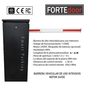 BARRERA VEHICULAR DE ALTA VELOCIDAD USO INTENSIVO FRANJA LED BARRA DE 3 MTS